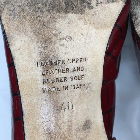 Anyi Lu Embossed Croc Red Patent Leather Heels 40 - Picture 7 of 9